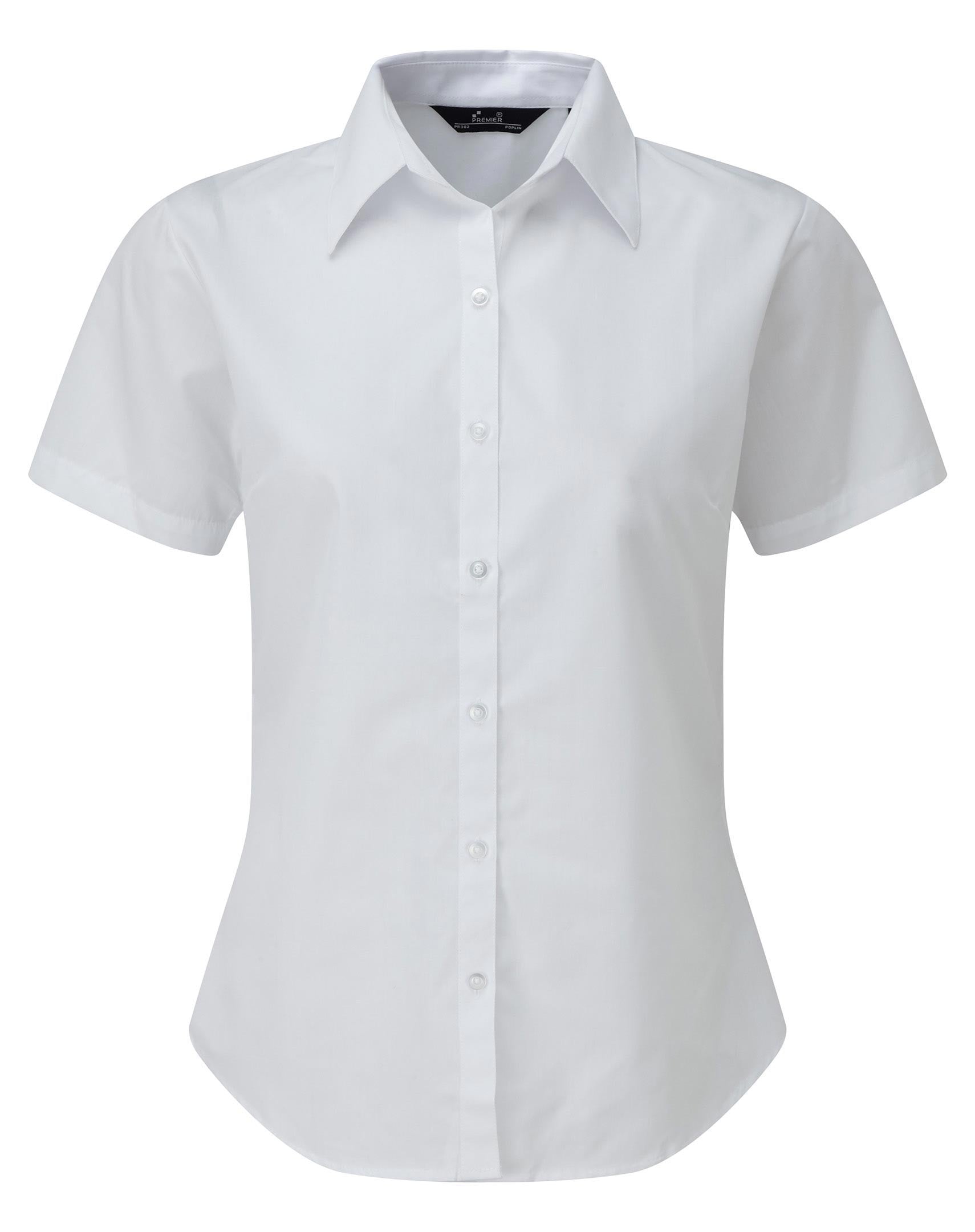 Ladies Poplin Short Sleeve Blouse | WHITE